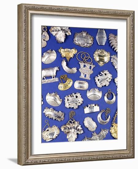 A Selection of Silver Decanter Labels-null-Framed Giclee Print