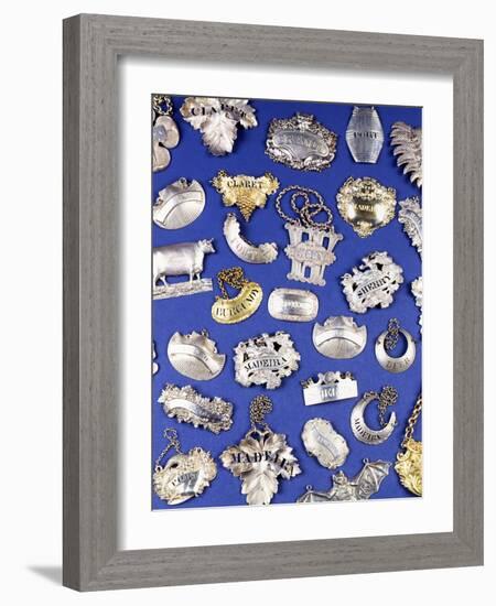 A Selection of Silver Decanter Labels-null-Framed Giclee Print