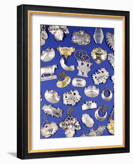 A Selection of Silver Decanter Labels-null-Framed Giclee Print