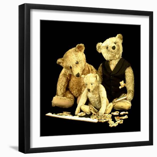 A Selection of Steiff Teddy Bears Doing a Jigsaw Puzzle-Steiff-Framed Giclee Print