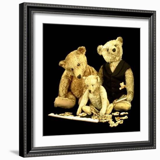 A Selection of Steiff Teddy Bears Doing a Jigsaw Puzzle-Steiff-Framed Giclee Print