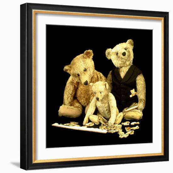 A Selection of Steiff Teddy Bears Doing a Jigsaw Puzzle-Steiff-Framed Giclee Print