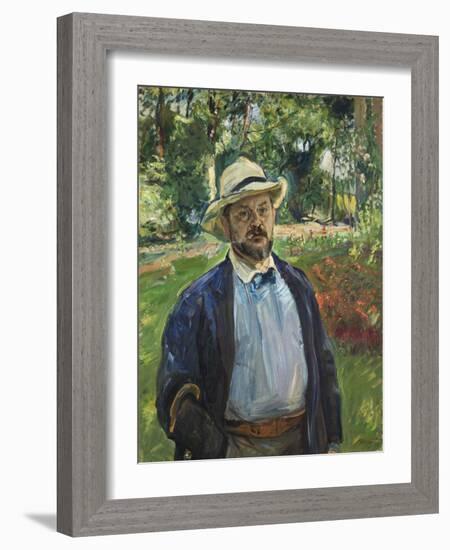 A Self-Portrait in the Garden at Godramstein, 1910 (Oil on Canvas)-Max Slevogt-Framed Giclee Print
