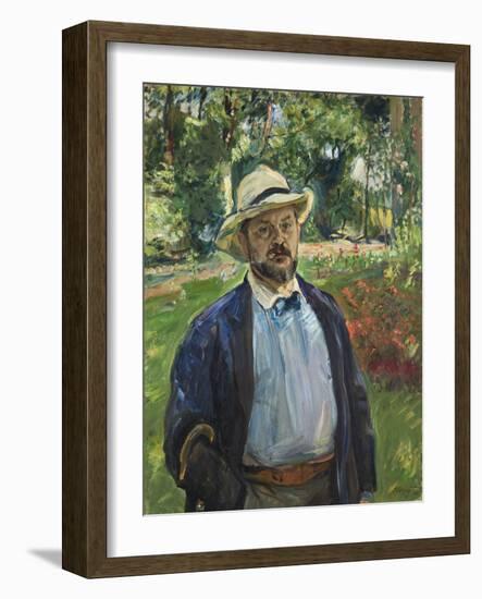 A Self-Portrait in the Garden at Godramstein, 1910 (Oil on Canvas)-Max Slevogt-Framed Giclee Print