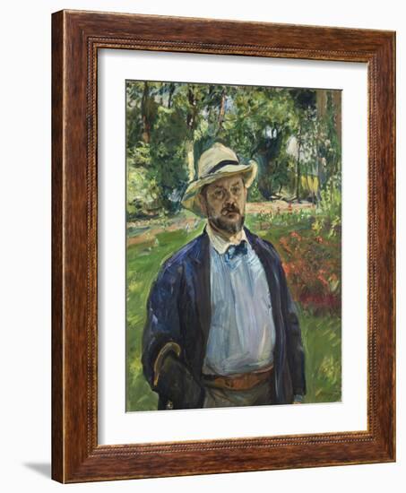 A Self-Portrait in the Garden at Godramstein, 1910 (Oil on Canvas)-Max Slevogt-Framed Giclee Print