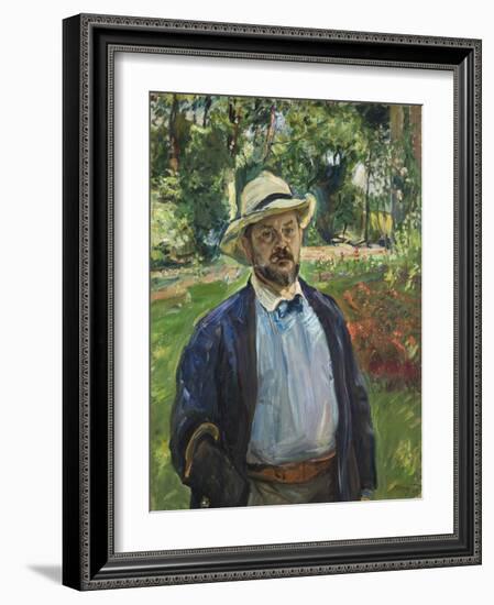 A Self-Portrait in the Garden at Godramstein, 1910 (Oil on Canvas)-Max Slevogt-Framed Giclee Print