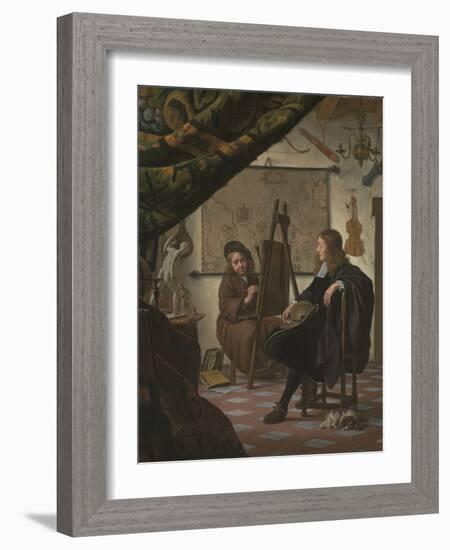 A Self-Portrait of the Artist in His Studio, 1670 (Oil on Canvas)-Michiel Van Musscher-Framed Giclee Print