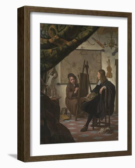 A Self-Portrait of the Artist in His Studio, 1670 (Oil on Canvas)-Michiel Van Musscher-Framed Giclee Print