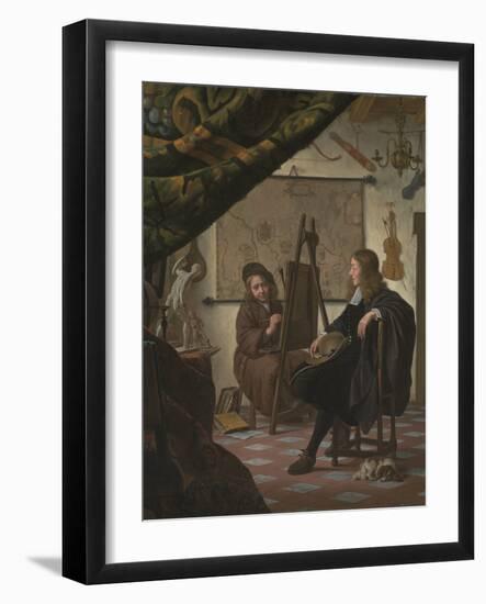 A Self-Portrait of the Artist in His Studio, 1670 (Oil on Canvas)-Michiel Van Musscher-Framed Giclee Print