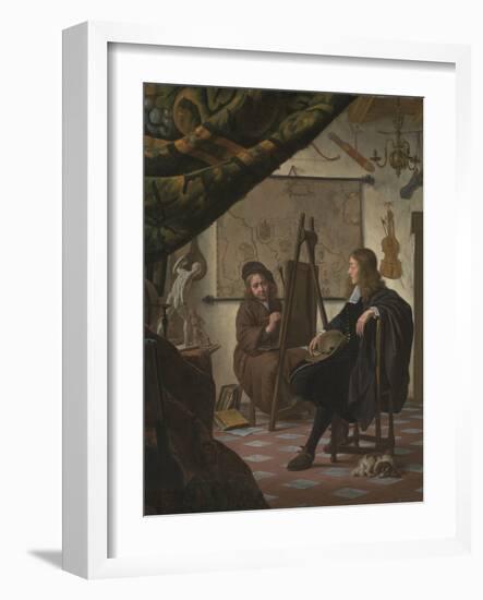 A Self-Portrait of the Artist in His Studio, 1670 (Oil on Canvas)-Michiel Van Musscher-Framed Giclee Print