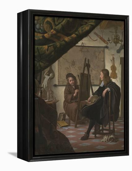 A Self-Portrait of the Artist in His Studio, 1670 (Oil on Canvas)-Michiel Van Musscher-Framed Premier Image Canvas