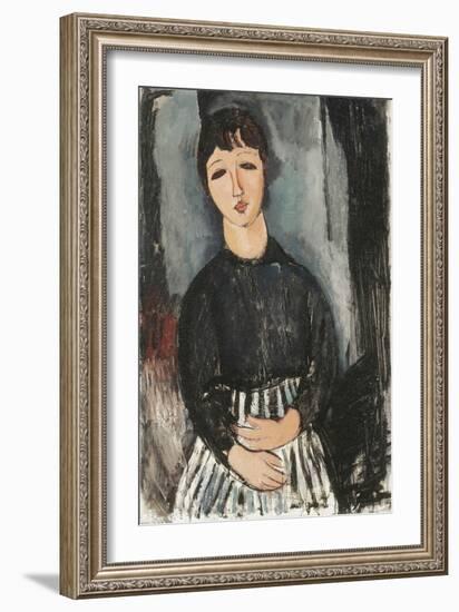 A Servant in a Striped Apron, 1916-Amedeo Modigliani-Framed Giclee Print