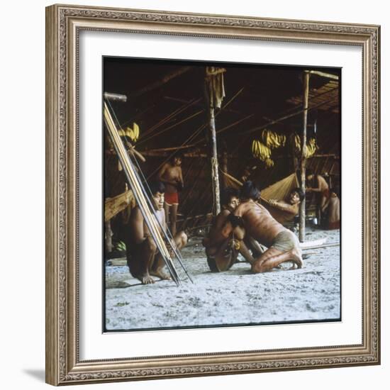 A Shaman Attempts to Heal a Sick Man by Driving Out Evil Spirits, at Mavaca, Venezuela-null-Framed Photographic Print