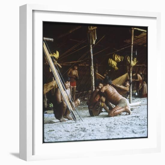 A Shaman Attempts to Heal a Sick Man by Driving Out Evil Spirits, at Mavaca, Venezuela-null-Framed Photographic Print