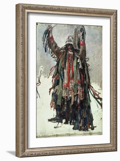 A Shaman, Sketch for "Yermak Conquers Siberia," 1893-Vasilii Ivanovich Surikov-Framed Giclee Print