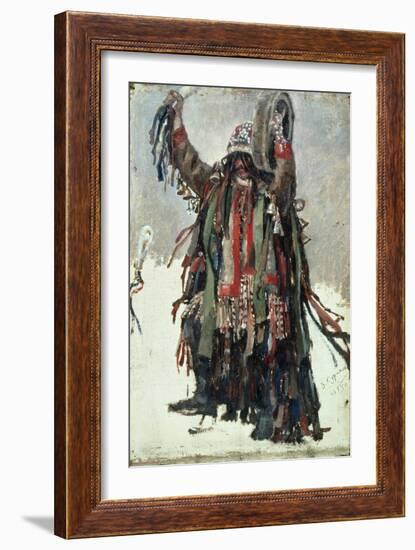 A Shaman, Sketch for "Yermak Conquers Siberia," 1893-Vasilii Ivanovich Surikov-Framed Giclee Print