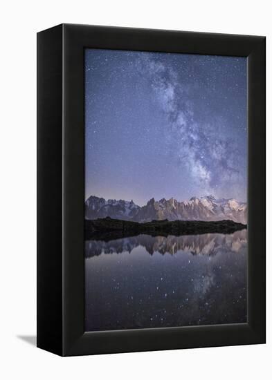 A Sharp Milky Way on a Starry Night at Lac Des Cheserys with Mont Blanc's Highest Peak-Roberto Moiola-Framed Premier Image Canvas