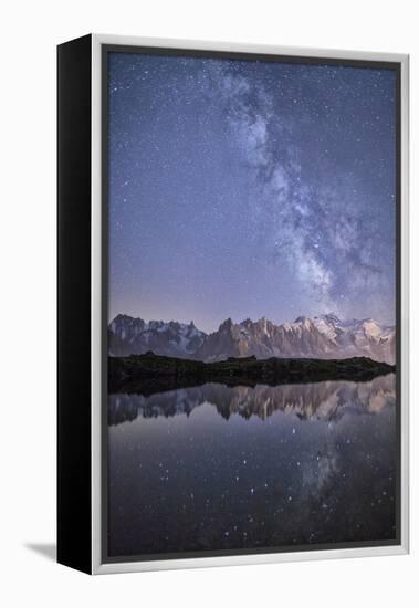 A Sharp Milky Way on a Starry Night at Lac Des Cheserys with Mont Blanc's Highest Peak-Roberto Moiola-Framed Premier Image Canvas