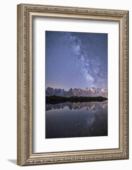 A Sharp Milky Way on a Starry Night at Lac Des Cheserys with Mont Blanc's Highest Peak-Roberto Moiola-Framed Photographic Print