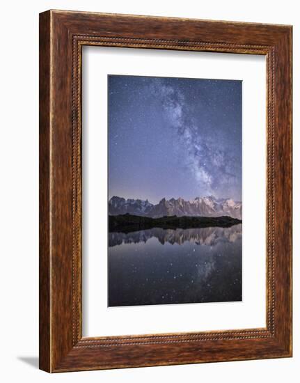 A Sharp Milky Way on a Starry Night at Lac Des Cheserys with Mont Blanc's Highest Peak-Roberto Moiola-Framed Photographic Print