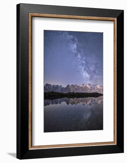 A Sharp Milky Way on a Starry Night at Lac Des Cheserys with Mont Blanc's Highest Peak-Roberto Moiola-Framed Photographic Print