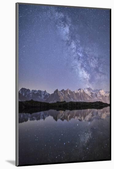 A Sharp Milky Way on a Starry Night at Lac Des Cheserys with Mont Blanc's Highest Peak-Roberto Moiola-Mounted Photographic Print