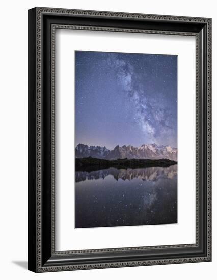 A Sharp Milky Way on a Starry Night at Lac Des Cheserys with Mont Blanc's Highest Peak-Roberto Moiola-Framed Photographic Print