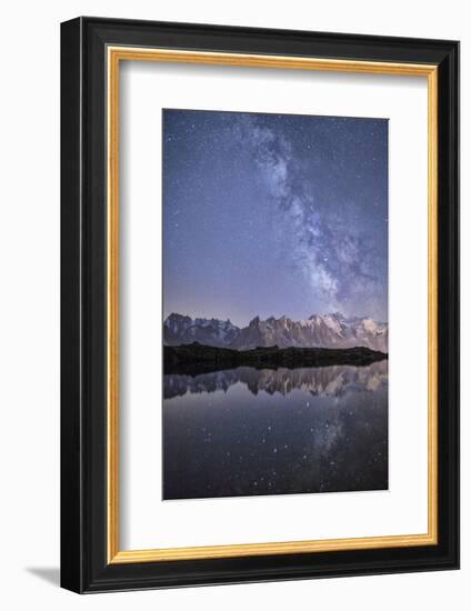 A Sharp Milky Way on a Starry Night at Lac Des Cheserys with Mont Blanc's Highest Peak-Roberto Moiola-Framed Photographic Print