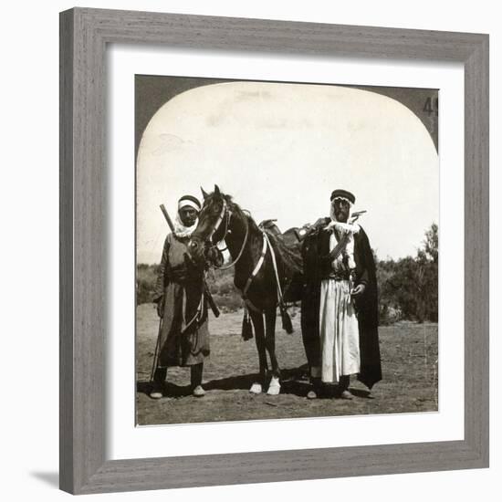 A Sheikh and His Bodyguard, Syria, 1900s-null-Framed Giclee Print