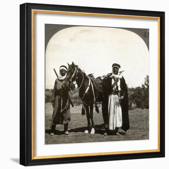 A Sheikh and His Bodyguard, Syria, 1900s-null-Framed Giclee Print