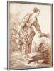A Sheperdess Picking Flowers-Hubert Robert-Mounted Giclee Print