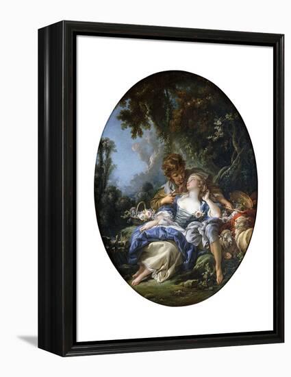 A Shepherd and a Shepherdess in Dalliance in a Wooded Landscape, 1761-Francois Boucher-Framed Premier Image Canvas