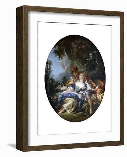 A Shepherd and a Shepherdess in Dalliance in a Wooded Landscape, 1761-Francois Boucher-Framed Giclee Print