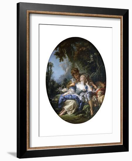 A Shepherd and a Shepherdess in Dalliance in a Wooded Landscape, 1761-Francois Boucher-Framed Giclee Print