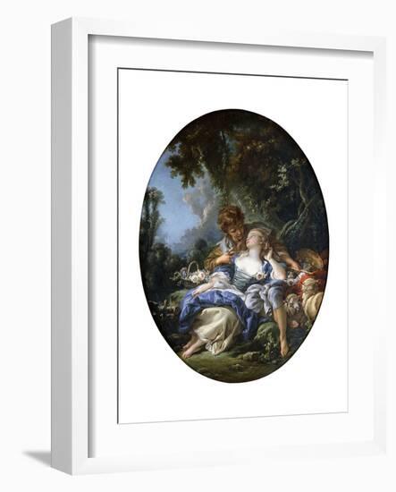 A Shepherd and a Shepherdess in Dalliance in a Wooded Landscape, 1761-Francois Boucher-Framed Giclee Print