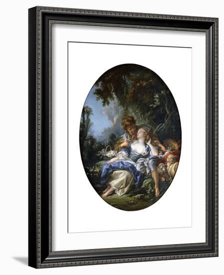 A Shepherd and a Shepherdess in Dalliance in a Wooded Landscape, 1761-Francois Boucher-Framed Giclee Print