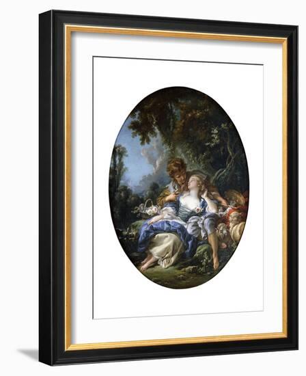A Shepherd and a Shepherdess in Dalliance in a Wooded Landscape, 1761-Francois Boucher-Framed Giclee Print
