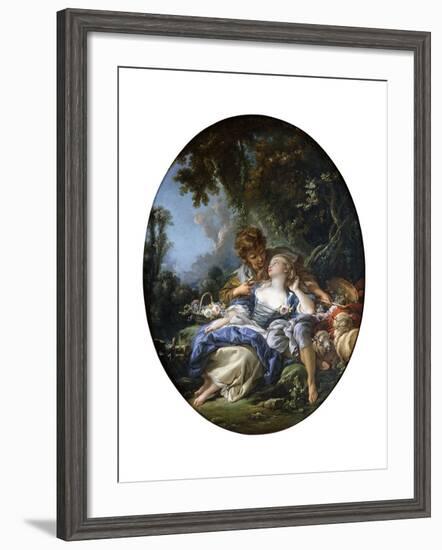 A Shepherd and a Shepherdess in Dalliance in a Wooded Landscape, 1761-Francois Boucher-Framed Giclee Print