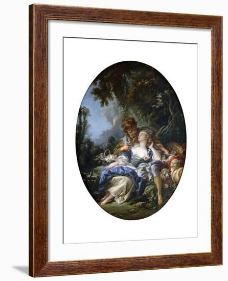 A Shepherd and a Shepherdess in Dalliance in a Wooded Landscape, 1761-Francois Boucher-Framed Giclee Print
