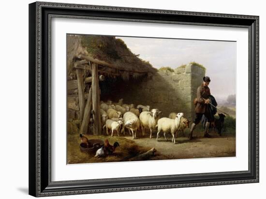 A Shepherd and His Flock, 1862-Eugene Joseph Verboeckhoven-Framed Giclee Print