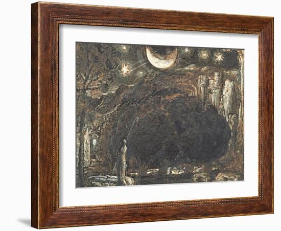 A Shepherd and His Flock under the Moon and Stars, C.1827-Samuel Palmer-Framed Giclee Print