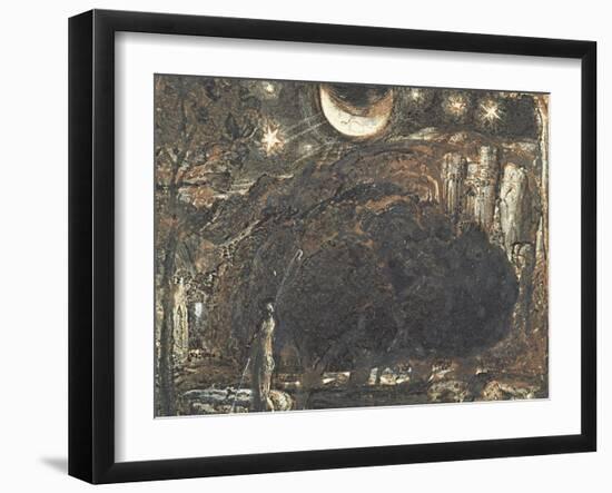 A Shepherd and His Flock under the Moon and Stars, C.1827-Samuel Palmer-Framed Giclee Print