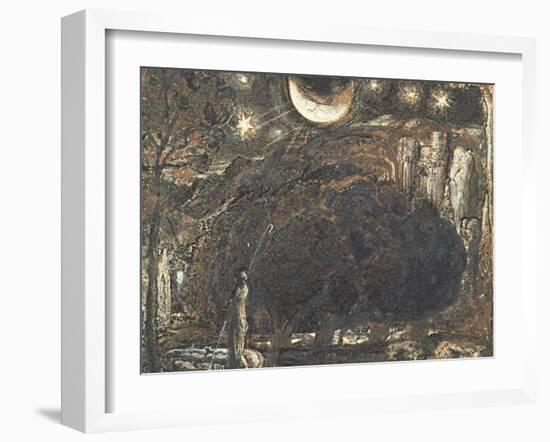 A Shepherd and His Flock under the Moon and Stars, C.1827-Samuel Palmer-Framed Giclee Print