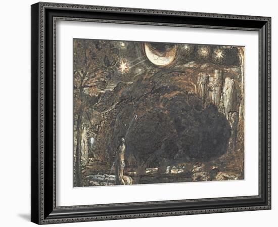 A Shepherd and His Flock under the Moon and Stars, C.1827-Samuel Palmer-Framed Giclee Print