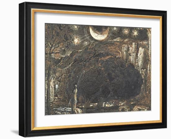 A Shepherd and His Flock under the Moon and Stars, C.1827-Samuel Palmer-Framed Giclee Print