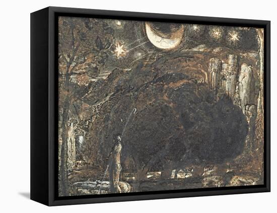 A Shepherd and His Flock under the Moon and Stars, C.1827-Samuel Palmer-Framed Premier Image Canvas