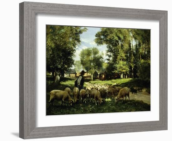 A Shepherd and His Flock-Julien Dupre-Framed Giclee Print