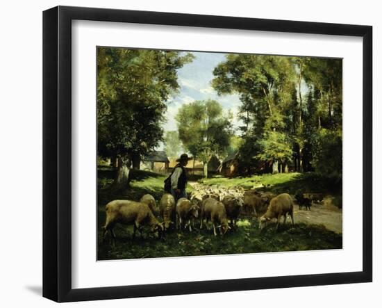 A Shepherd and His Flock-Julien Dupre-Framed Giclee Print