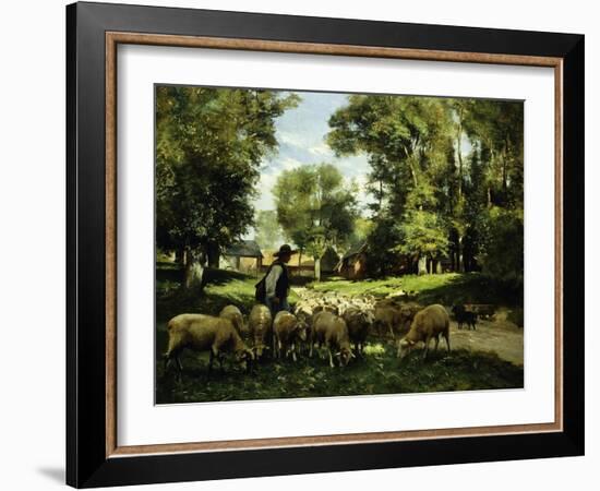 A Shepherd and His Flock-Julien Dupre-Framed Giclee Print