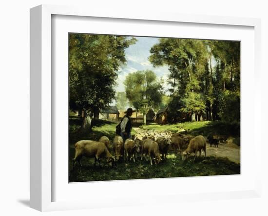 A Shepherd and His Flock-Julien Dupre-Framed Giclee Print